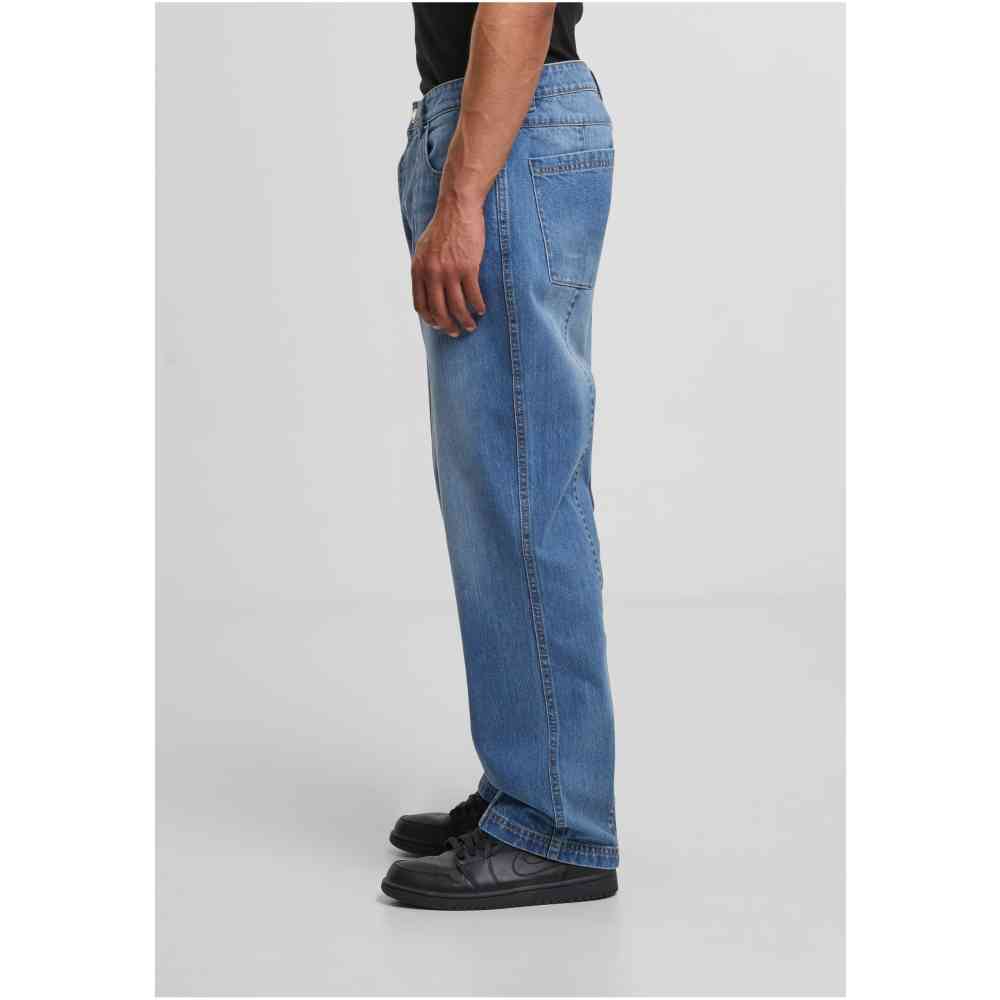 Urban Classics - Wide Leg Denim With Dividing Seams Hose gerades bein - Blau